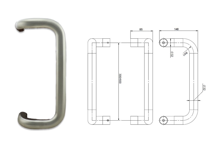 D shape stainless steel door pull handle for commercial doors - Pull Handle - 1 D shape stainless steel door pull handle-3