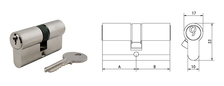 Euro Profile Cylinder Master Key With Custom Finish - Euro Cylinder - 1 Double Profile Cylinder-ECS