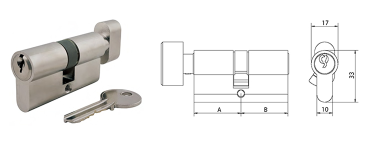Euro Profile Cylinder Master Key With Custom Finish - Euro Cylinder - 2 Double profile cylinder with thumb turn ECS