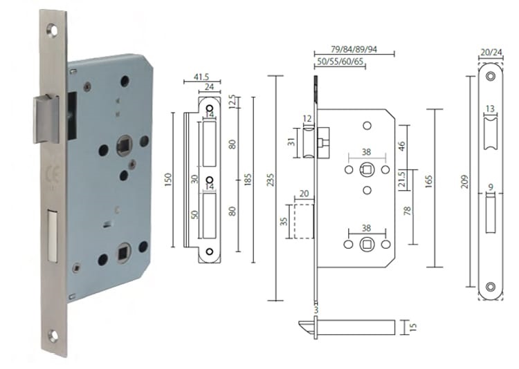 ML107205 bathroom mortice lock with deadbolt locking privacy