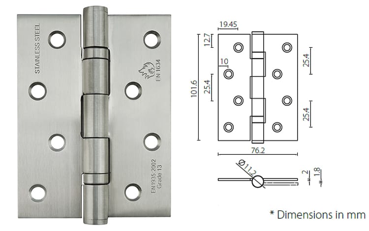 stainless door hinge HB403020 square corner